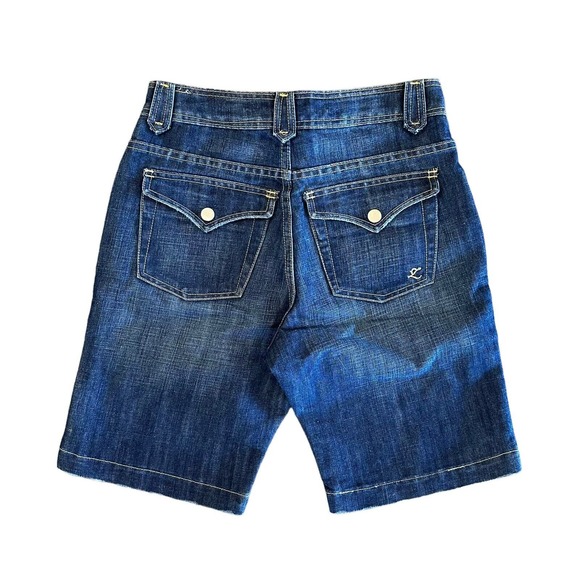 NWT Zena Premium Women’s Size 4 High Waisted Blue Denim Bermuda Shorts Pockets - Picture 2 of 14